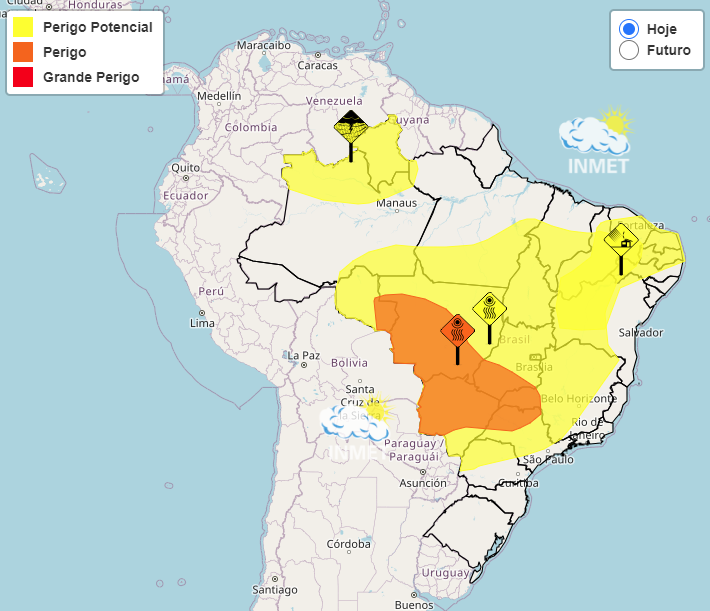 Mapa divulgado pelo Inmet para falar sobre a umidade relativa do ar