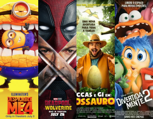 Cartazes dos filmes que estarão em cartaz durante o mês de julho