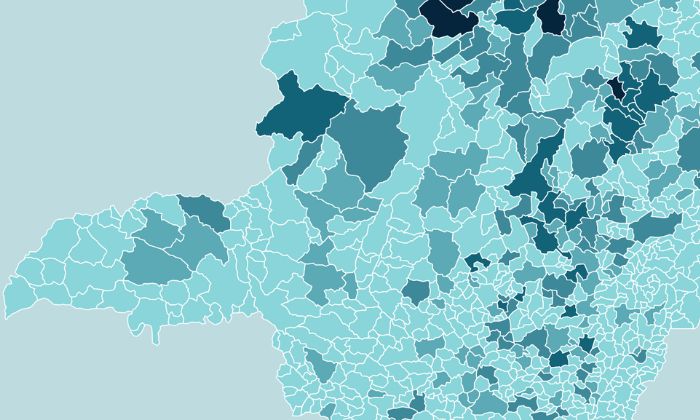 Mapa da população quilombola em Minas 