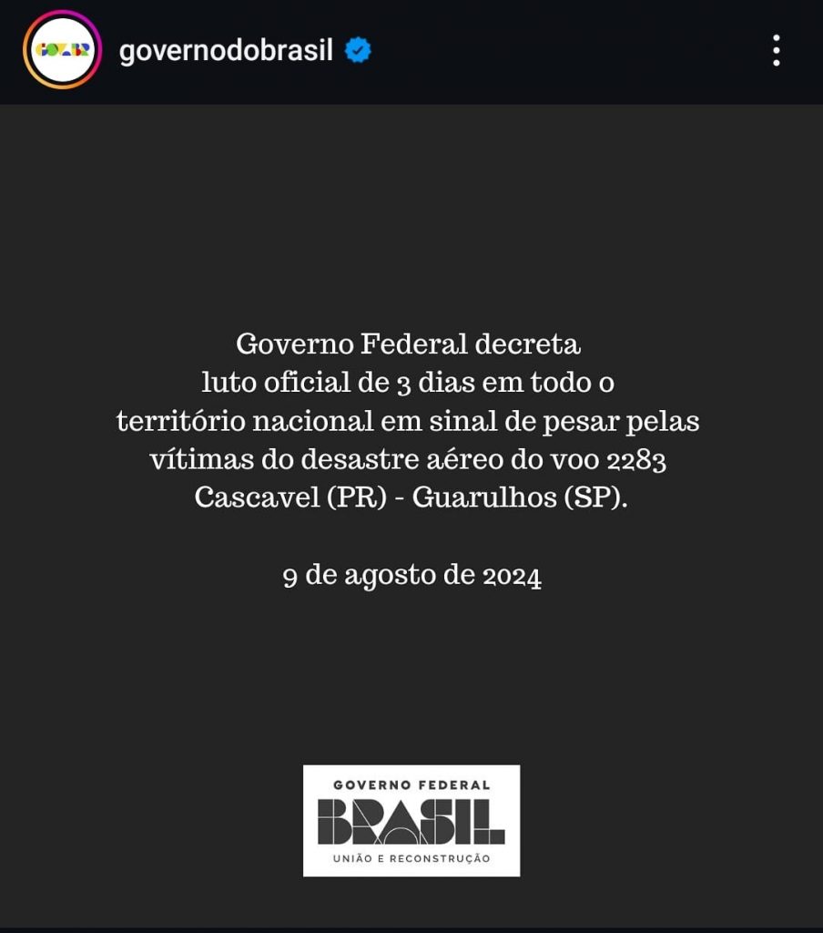 Publicação do governo federal no instagram