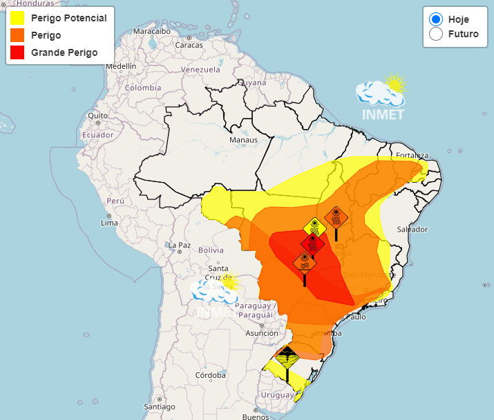 Mapa do Inmet mostrando os locais afetados pela baixa umidade do ar