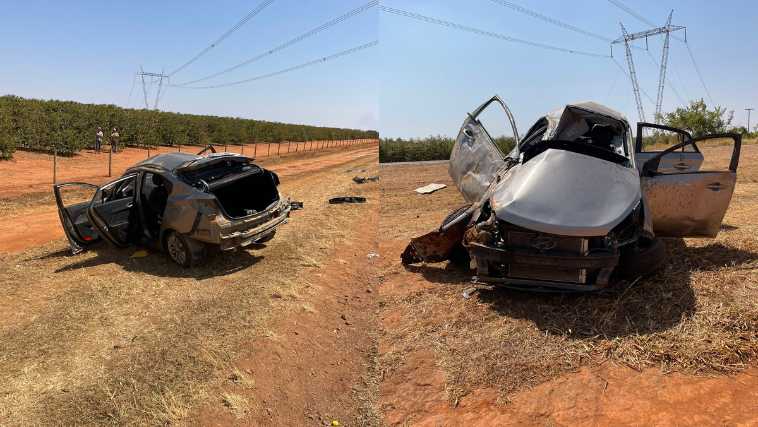 Carro fica destruído em acidente grave