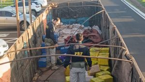PRF apreender grande quantidade de maconha em carga de caminhão