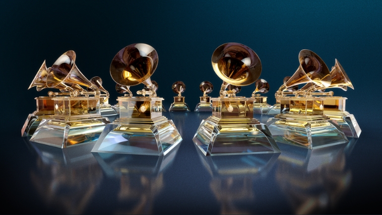 Estatuetas do grammy postar em círculo