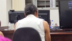 Pâmela Volp durante julgamento nesta quarta-feira (13)