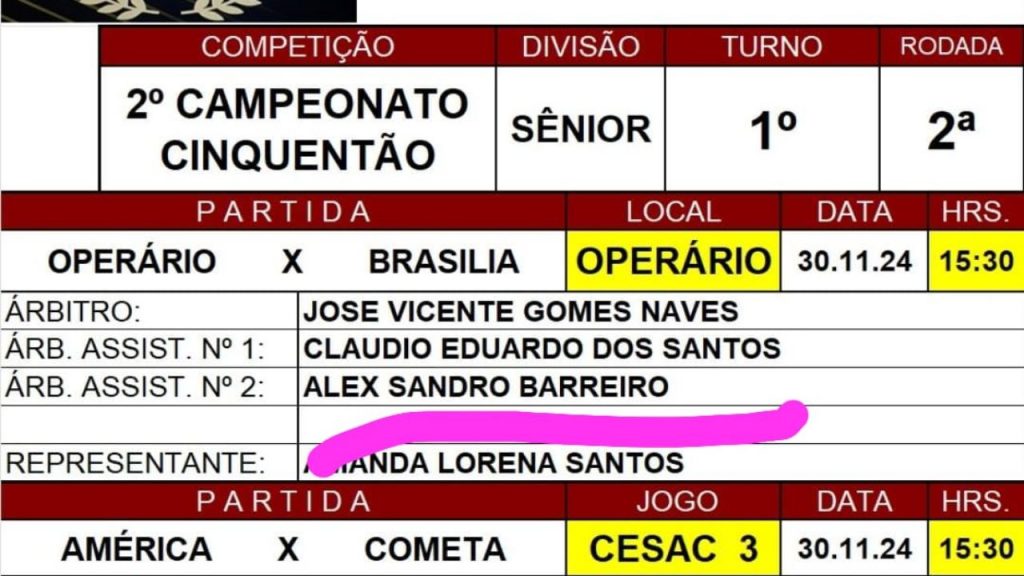 Escala aponta que Alex apitaria a partida deste sábado: Crédito: Reprodução redes sociais. Escala aponta que Alex, vitima de acidente na BR-050, apitaria a partida deste sábado: Crédito: Reprodução redes sociais.