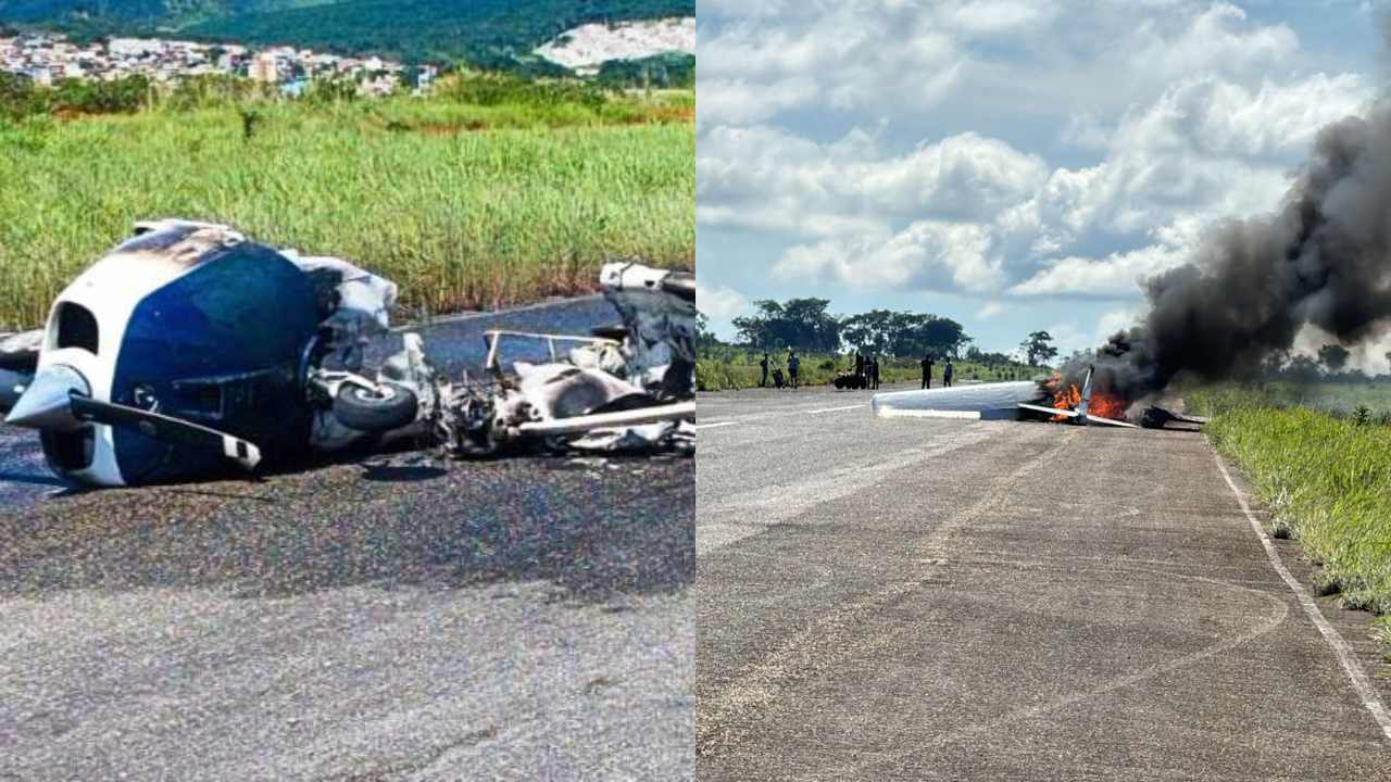 avião pega fogo