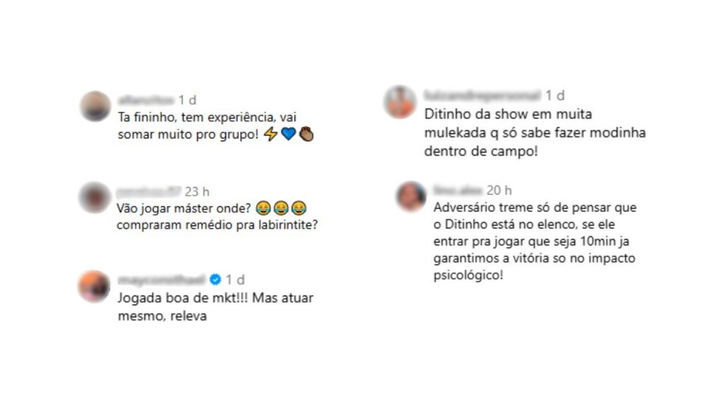 Comentários nas redes sociais sobre a contratação do atacante de 52 anos da URT