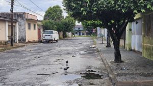 Local do crime onde o homem foi morto com cinco tiros