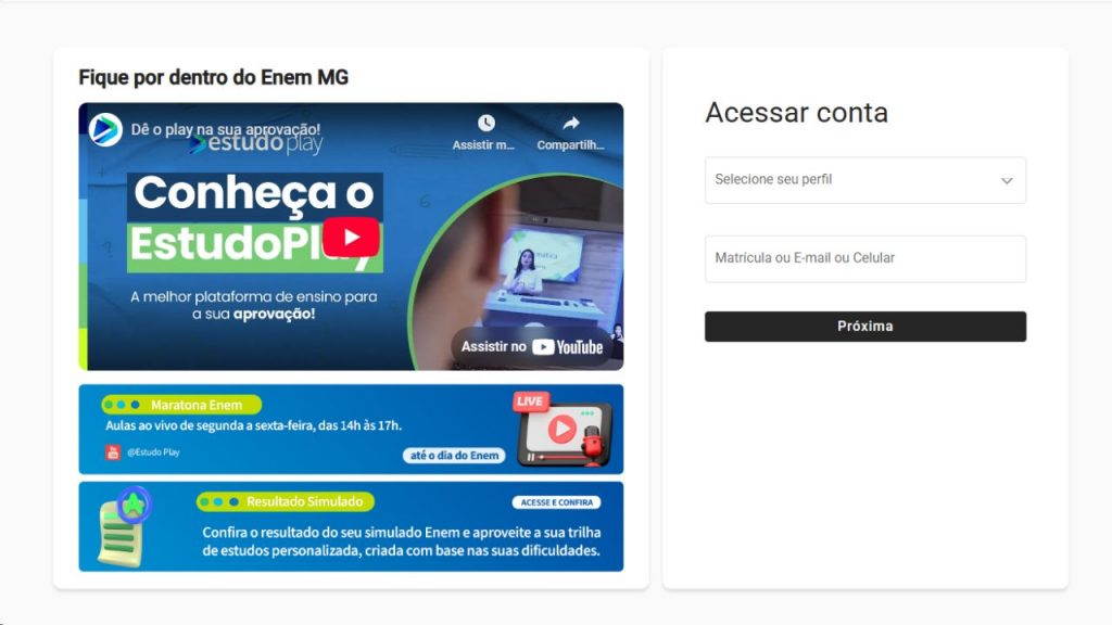 O uso da plataforma Enem MG foi estendido para estudantes do 1º e 2º ano do ensino médio
