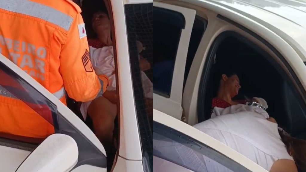 O tempo entre o início das contrações e quando a mãe dá à luz dentro do carro foi de 1h30
