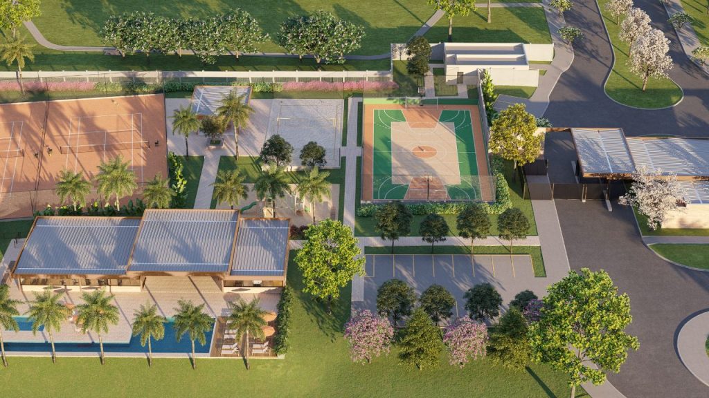 Visão aérea das áreas de lazer