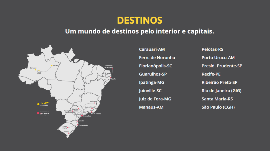 Destinos oferecidos pela Voepass