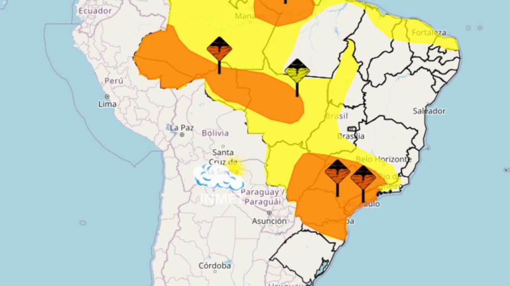 O Inmet emitiu alerta amarelo e laranja para Uberlândia nesta quinta-feira