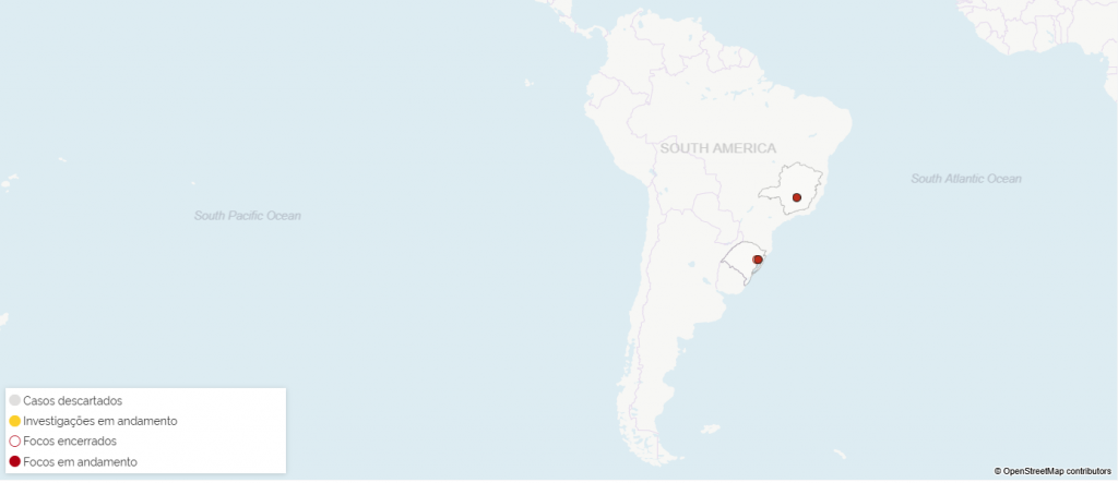 Painel sobre casos de gripe aviária no Brasil