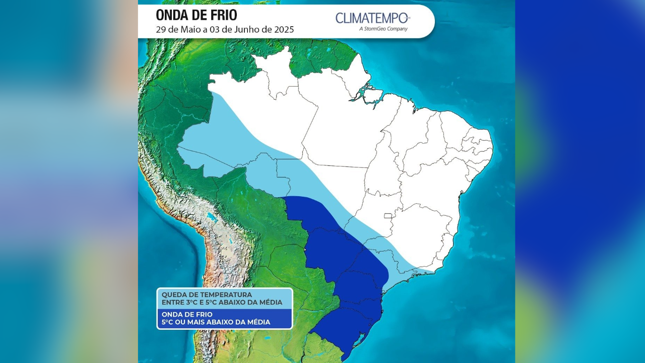 Massa de ar polar avança com frente fria pelo Brasil e provoca queda brusca nas temperaturas