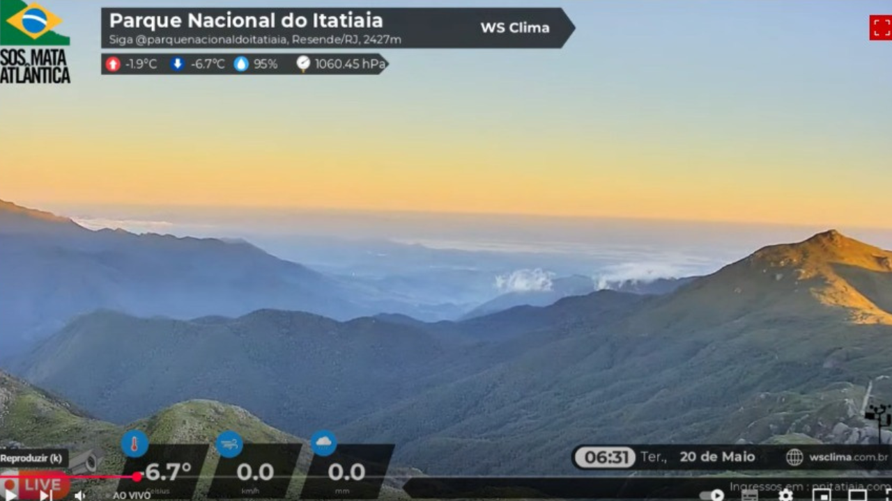 Transmissão realizada no Parque Nacional do Itatiaia, em Minas Gerais, confirmou frio recorde do ano registrado no Brasil Transmissão realizada no Parque Nacional do Itatiaia, em Minas Gerais, confirmou frio recorde do ano registrado no Brasil