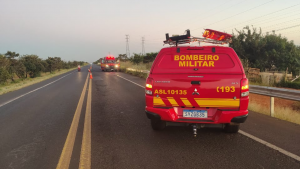 Corpo de Bombeiros atende atropelamento na MGC-452 com vítima lançada a 40 metros em Uberlândia