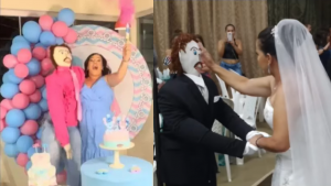 Mulher acusa boneco de pano por traição após casamento e chá de bebê