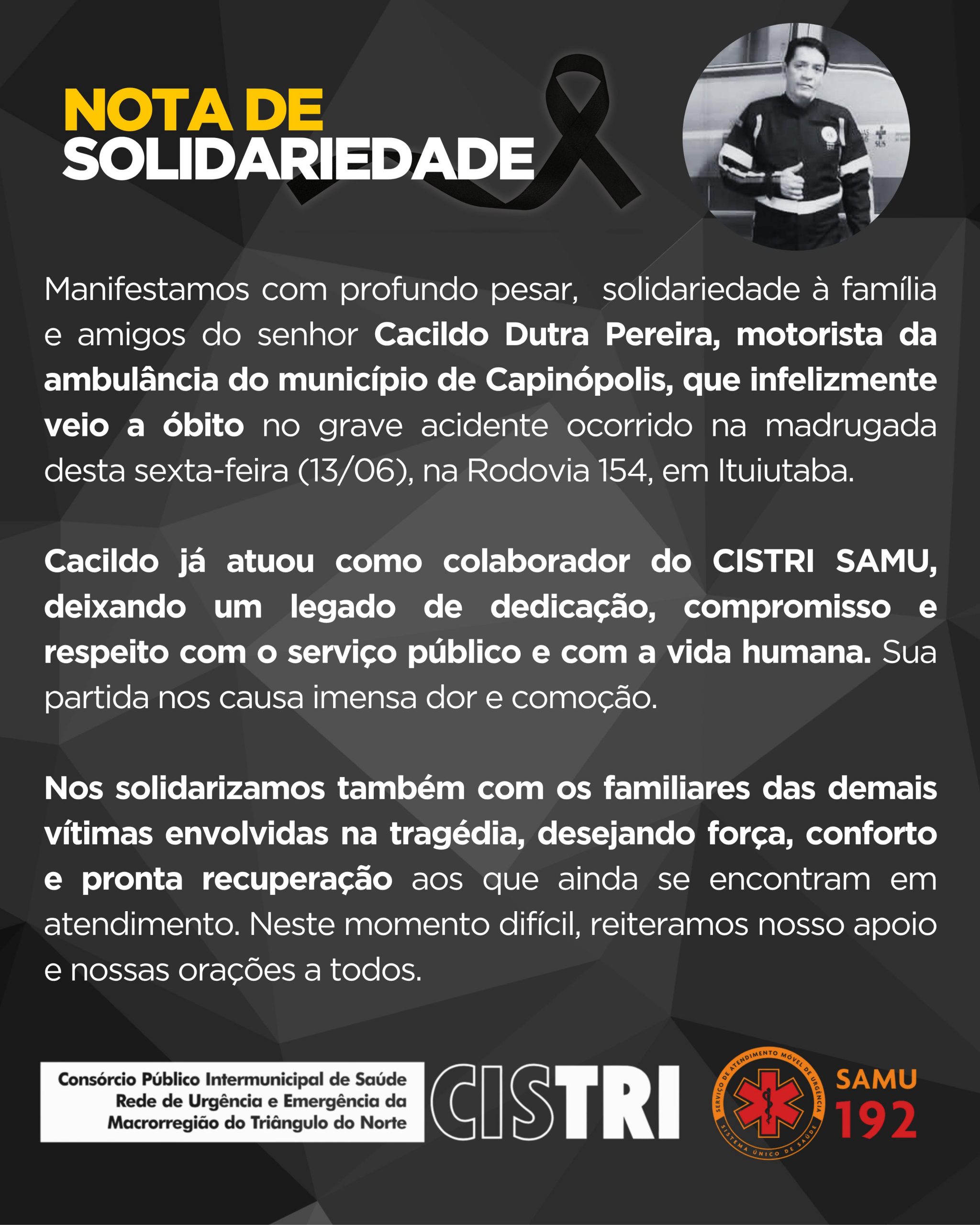 nota de pesar do SAMU nota de pesar do SAMU