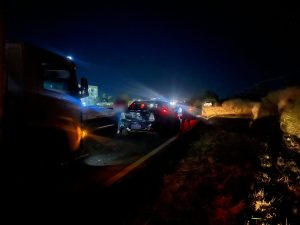 Engavetamento com cinco veículos na MGC-497, em Uberlândia