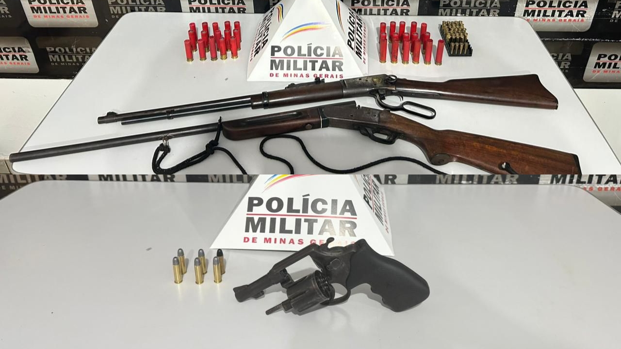 Armas apreendidas com o agressor