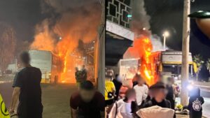 ônibus com universitários da UFU é consumido por incêndio em Uberaba
