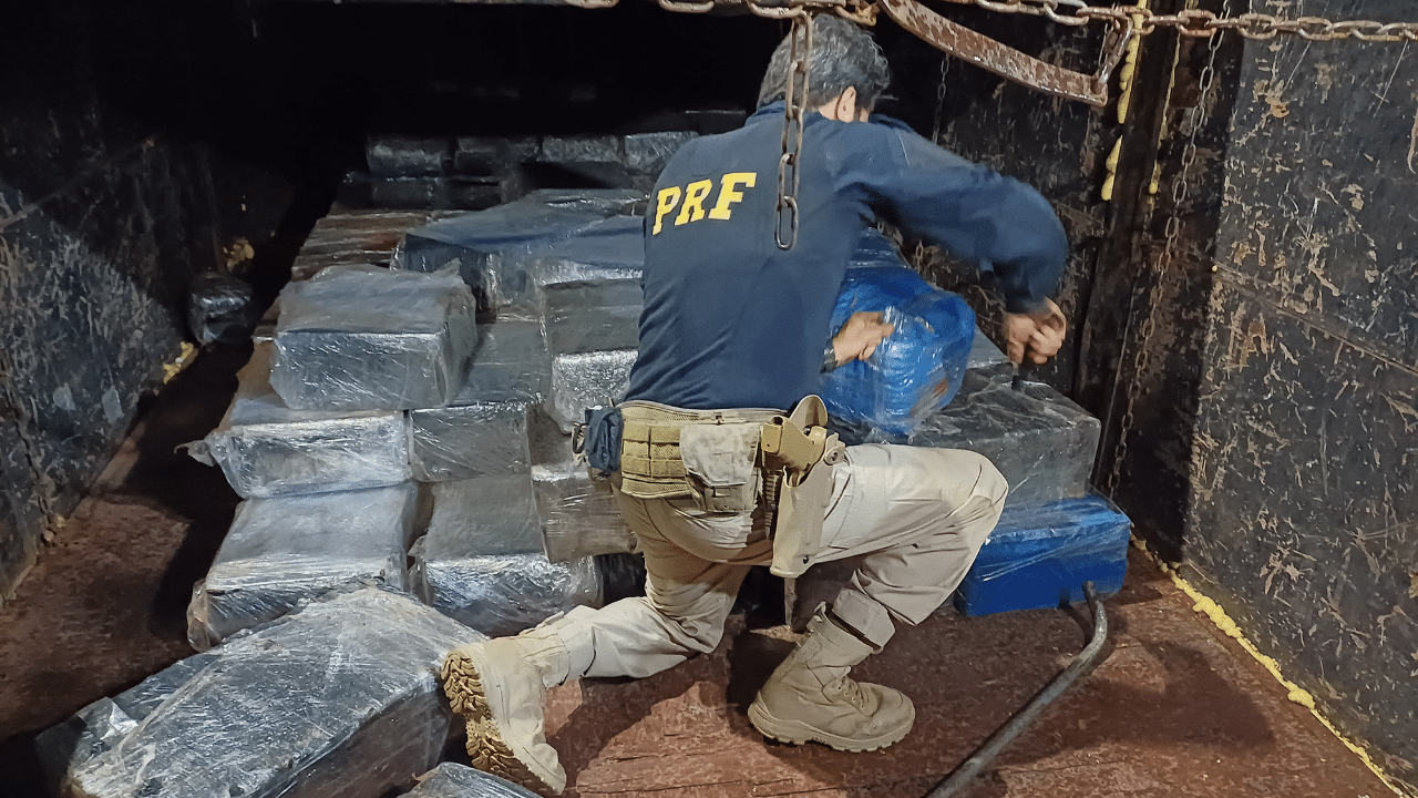 PRF encontra quase 3,5 toneladas de maconha em carreta na BR-050