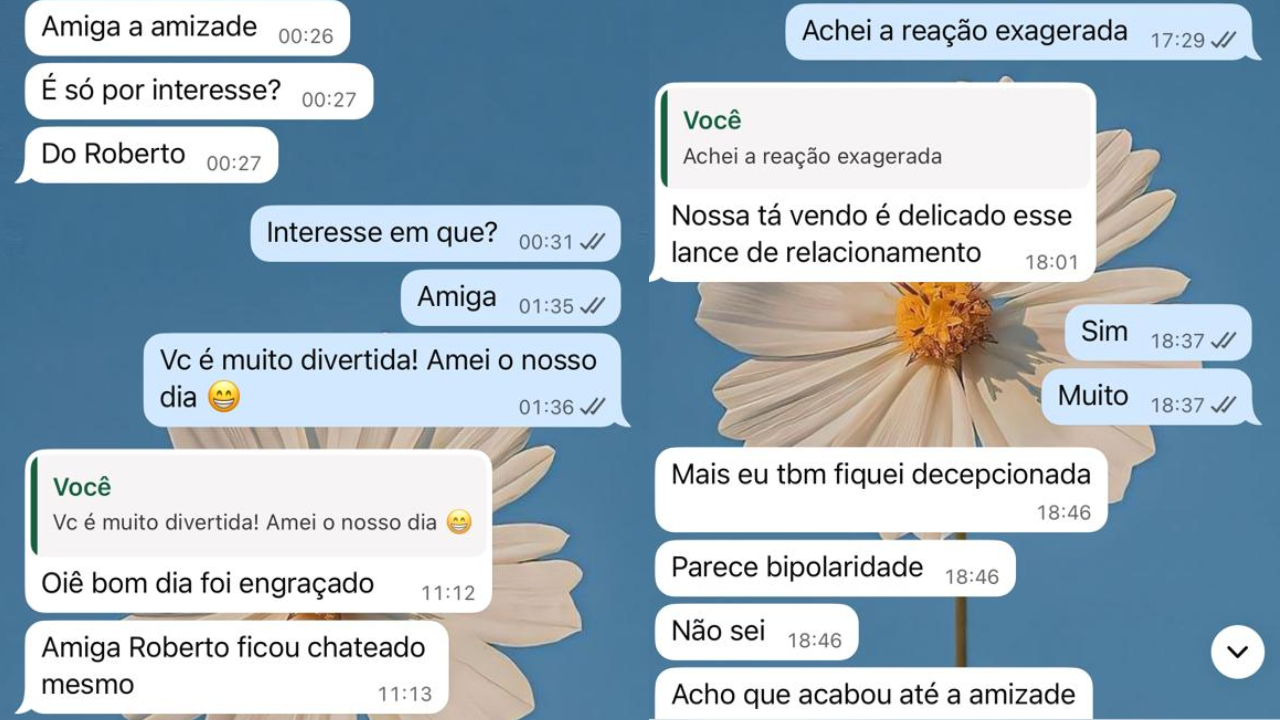 Prints entre Renata Miranda e amiga revelam a frustração do suspeito antes do crime