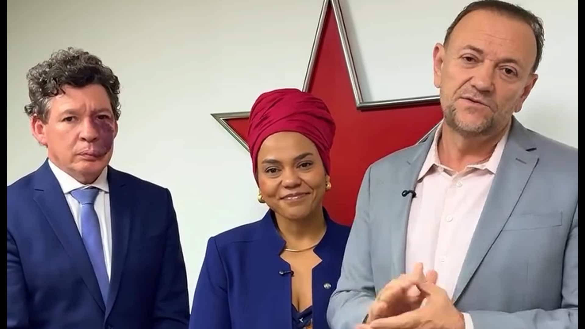 Dandara, ao lado de Edinho e Reginaldo