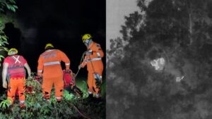 Drone dos bombeiros localiza jovens perdidos na mata em Uberlândia