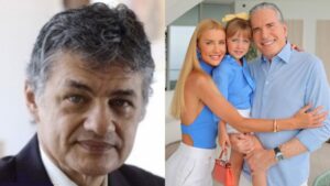 À esquerda, professor aposentado da URFJ Marcos Dantas Loureiro; à direita, família de Roberto Justus