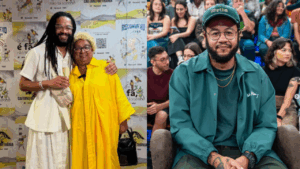 Dona Jacira e filhos Emicida e Evandro Fióti