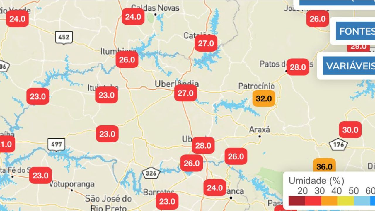 Índices de umidade do ar do Triângulo Mineiro nesta quinta-feira (17)