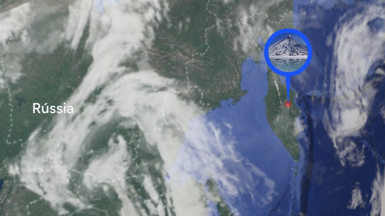 Vulcão na Rússia, localização no mapa