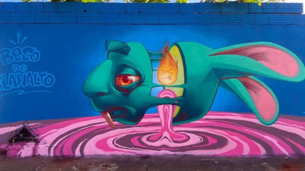 Mural feito pelo artita Kueio, no Jardim Urbano