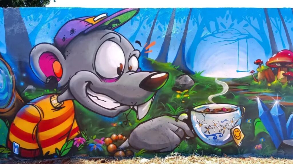 mural de grafitte do jardim urbano