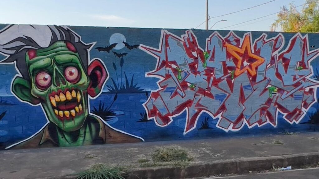 mural de grafitte do jardim urbano