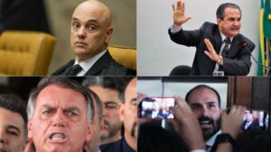 Alexandre de Moraes, Silas Malafaia, Jair Bolsonaro e Eduardo Bolsonaro