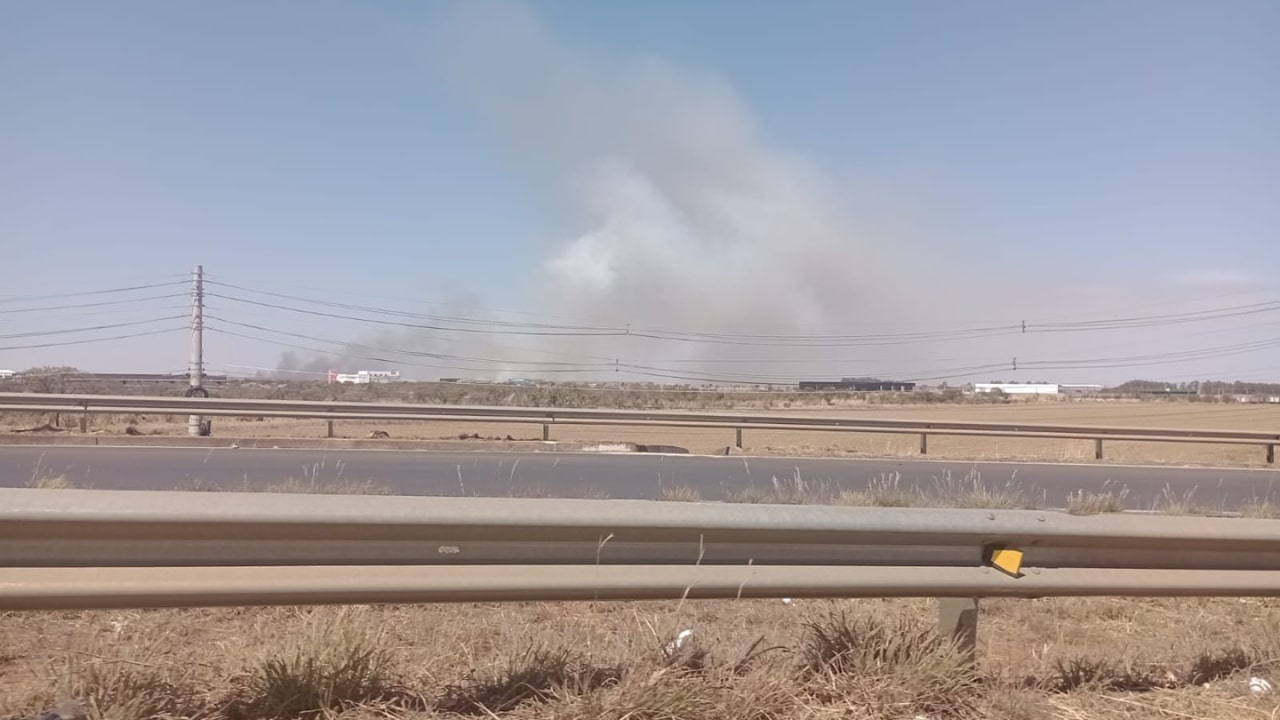 O fogo foi avistado por motoristas que passavam pela avenida