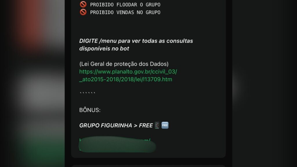 OS criminosos divulgam os grupos para parecer que estão dentro da lei, até citam a Lei Geral de Proteção de Dados