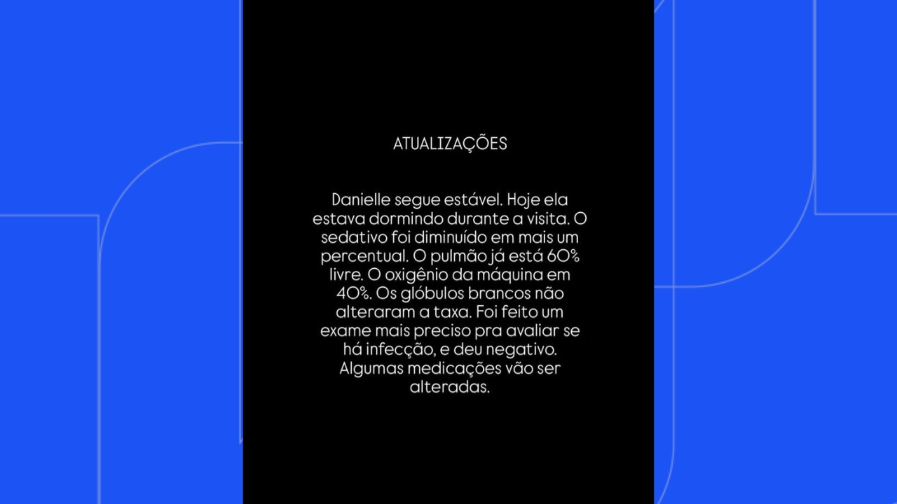 Comunicado sobre o estado de saúde de Danielle Silvestre publicado pela irmã em rede social – Crédito: Reprodução/Redes Sociais