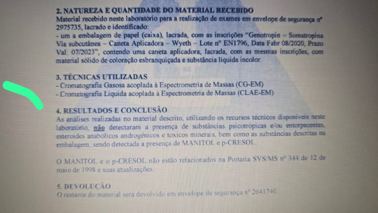 Suposto laudo da perícia do caso de Lohan Ramires