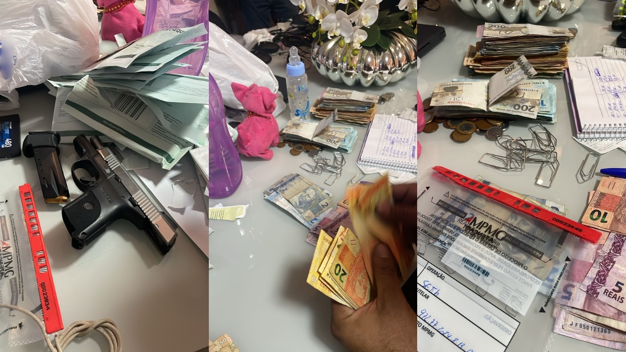 Dinheiro e armas foram apreendidos pelas equipes durante as buscas da terceira fase da Operação Seth