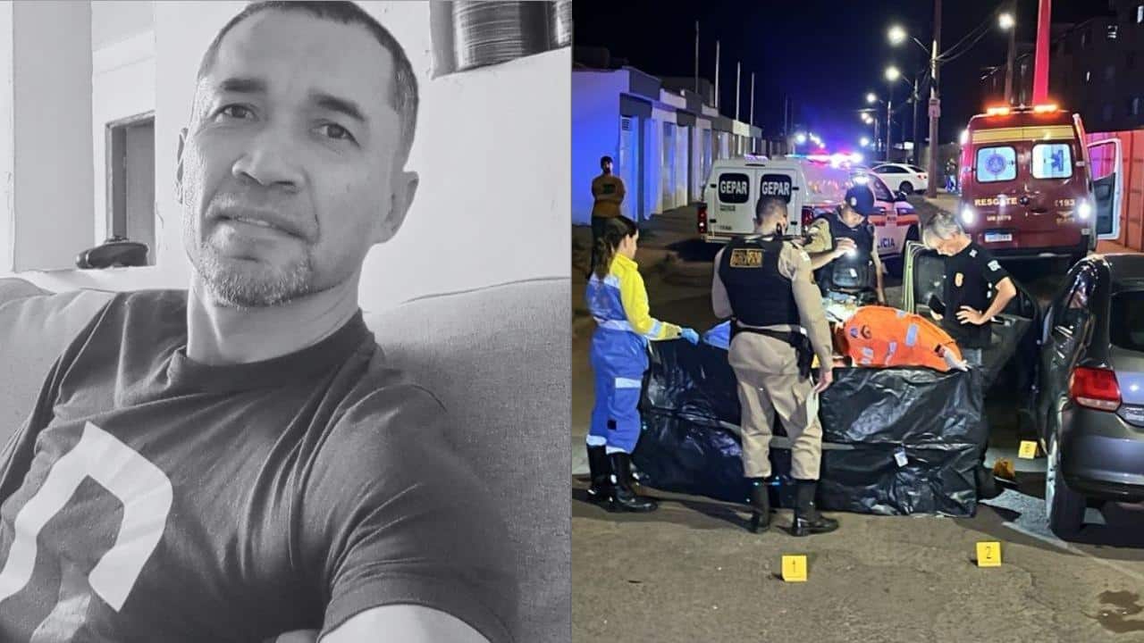 Mailson, vítima de homicídio no Morumbi, ao lado da cena do crime