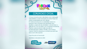 Chuva adia evento “Parque da Alegria” no Parque do Sabiá em Uberlândia