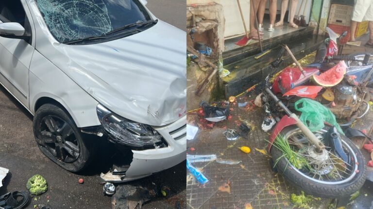 Acidente em São Gotardo: carro desgovernado atinge motos e deixa feridos
