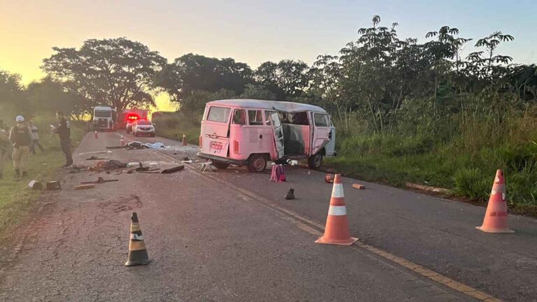 Mulher morre após kombi capotar em Delfinopolis
