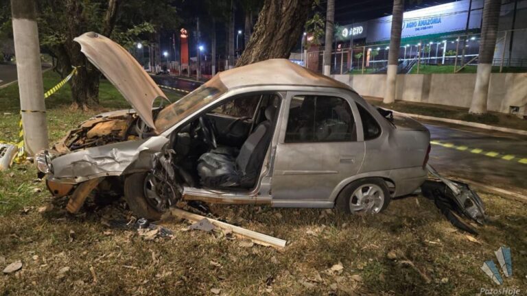 Motorista morre após carro bater contra árvore