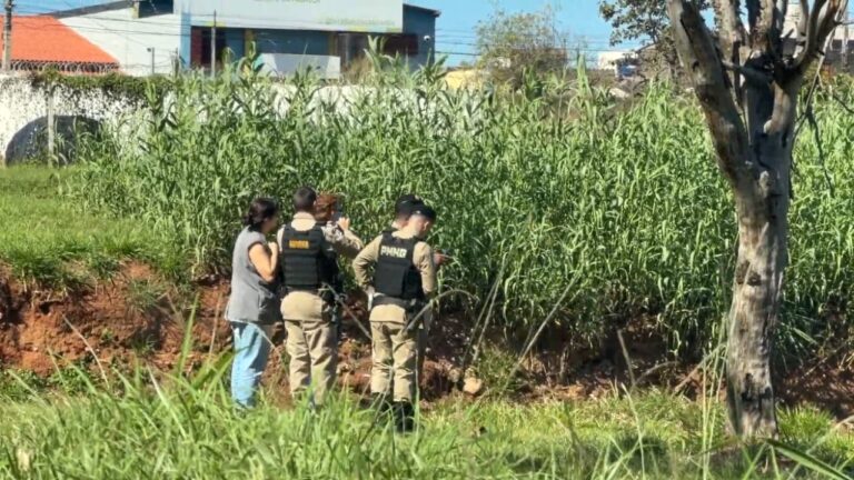 Local onde a ossada encontrada em Uberlândia foi localizada durante limpeza de terreno na Avenida Rondon Pacheco
